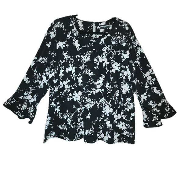 Karl Lagerfeld Tops - Karl Lagerfeld Paris Floral Blouse XL Bell Sleeve Top Boho Flowy Lightweight